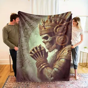 Sparkling Scream Mask Flannel Blanket, Sequined Ghostface Print, Ultra-Soft & Warm, Halloween Party, Horror Movie, Cosplay, Haunted House Decor, Birthday Gift