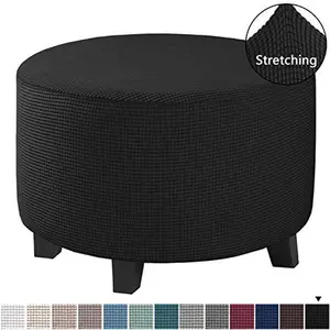 Jacquard Round Ottoman Slipcover