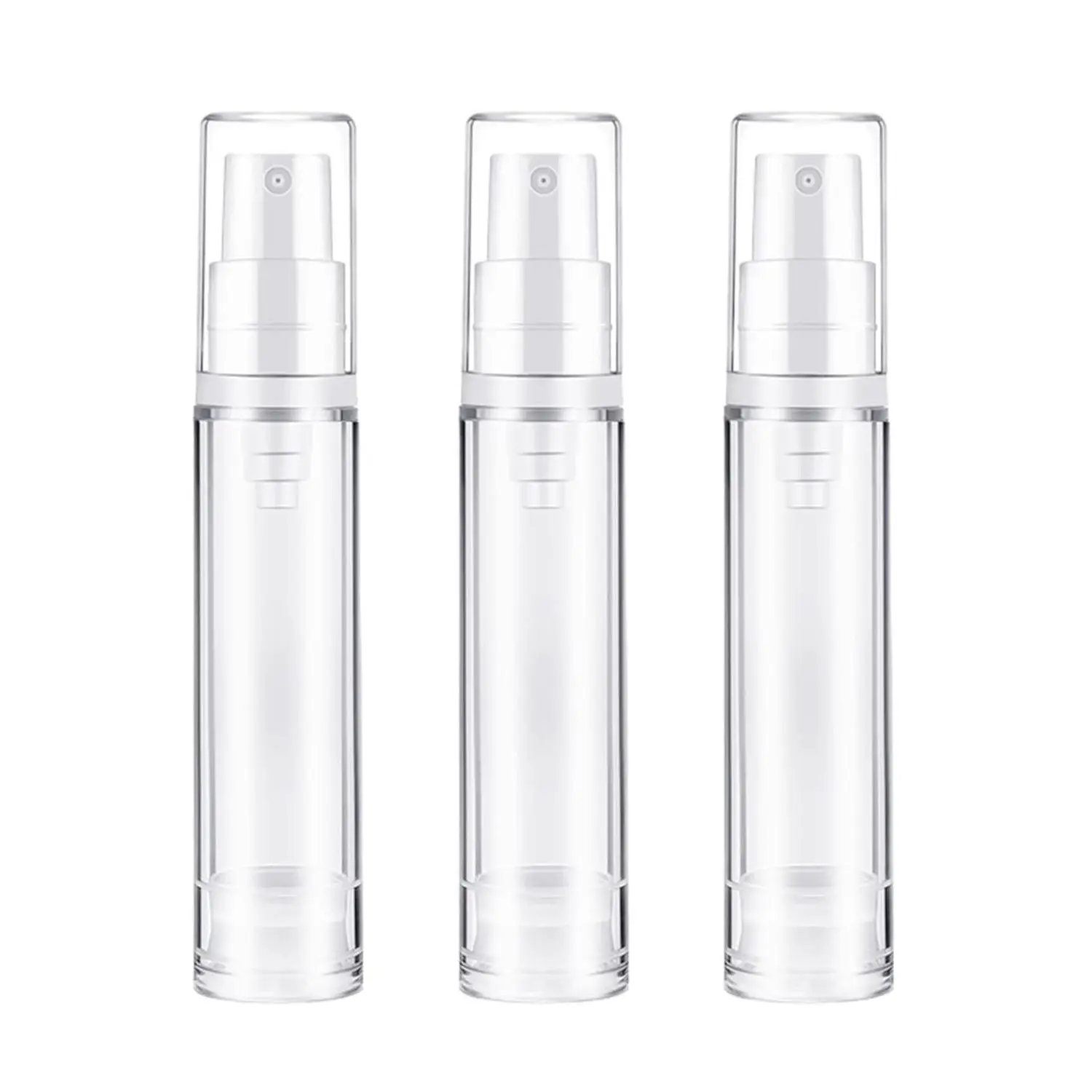 3pcs Empty Airless Pump Bottle Refillable Clear Travel Lotion Containers Vacuum Cosmetic Container Press Bottles for DIY Foundation Gel Essence Lotion Moisturiser 10Ml 3 Count