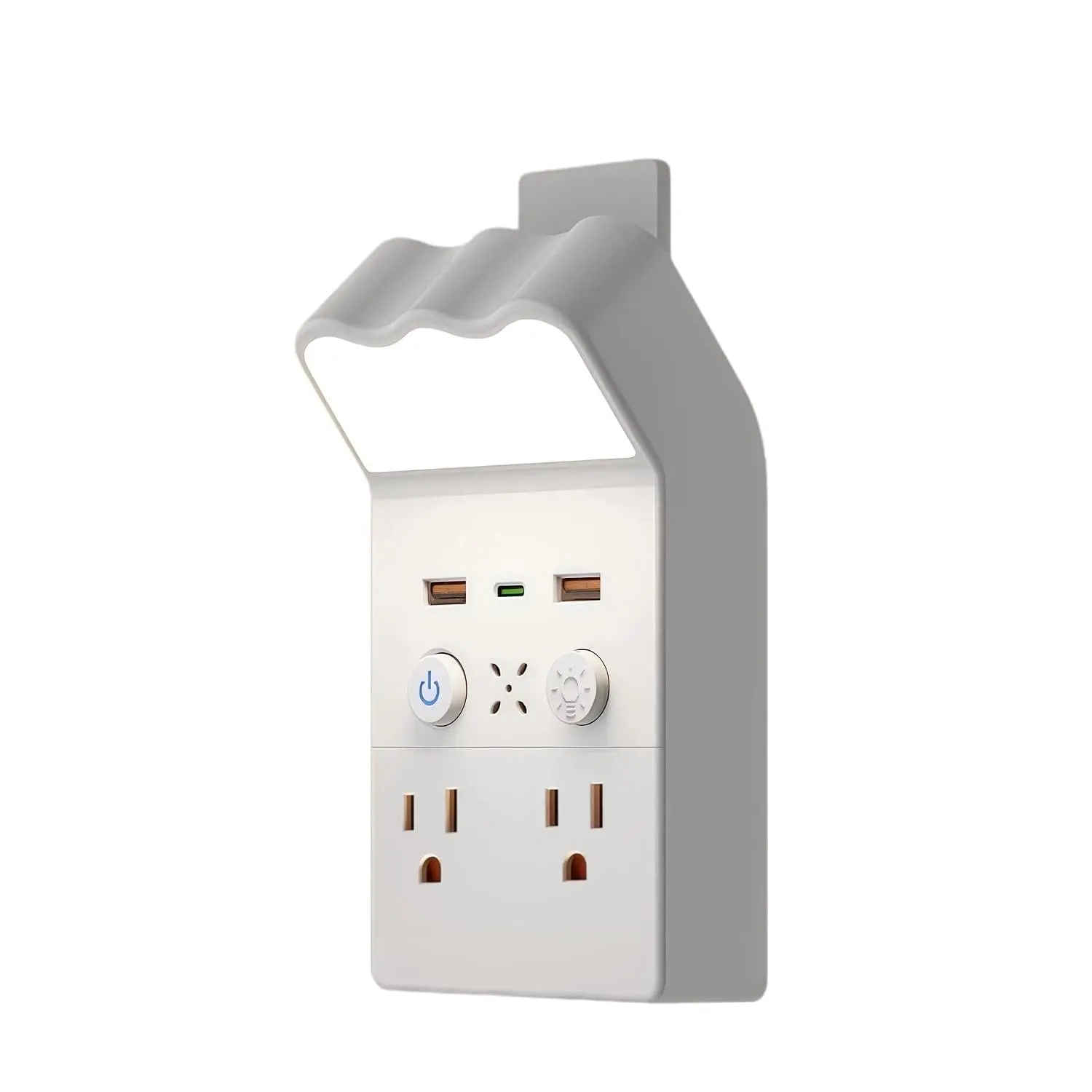 Outlet Extender with Plug in Nightlight | 2 Ac Outlets & 3 Usb Ports, Built-in Safety Shutter, UL Certified, Stepless Dimming, 3 Color Modes, Space-saving Design