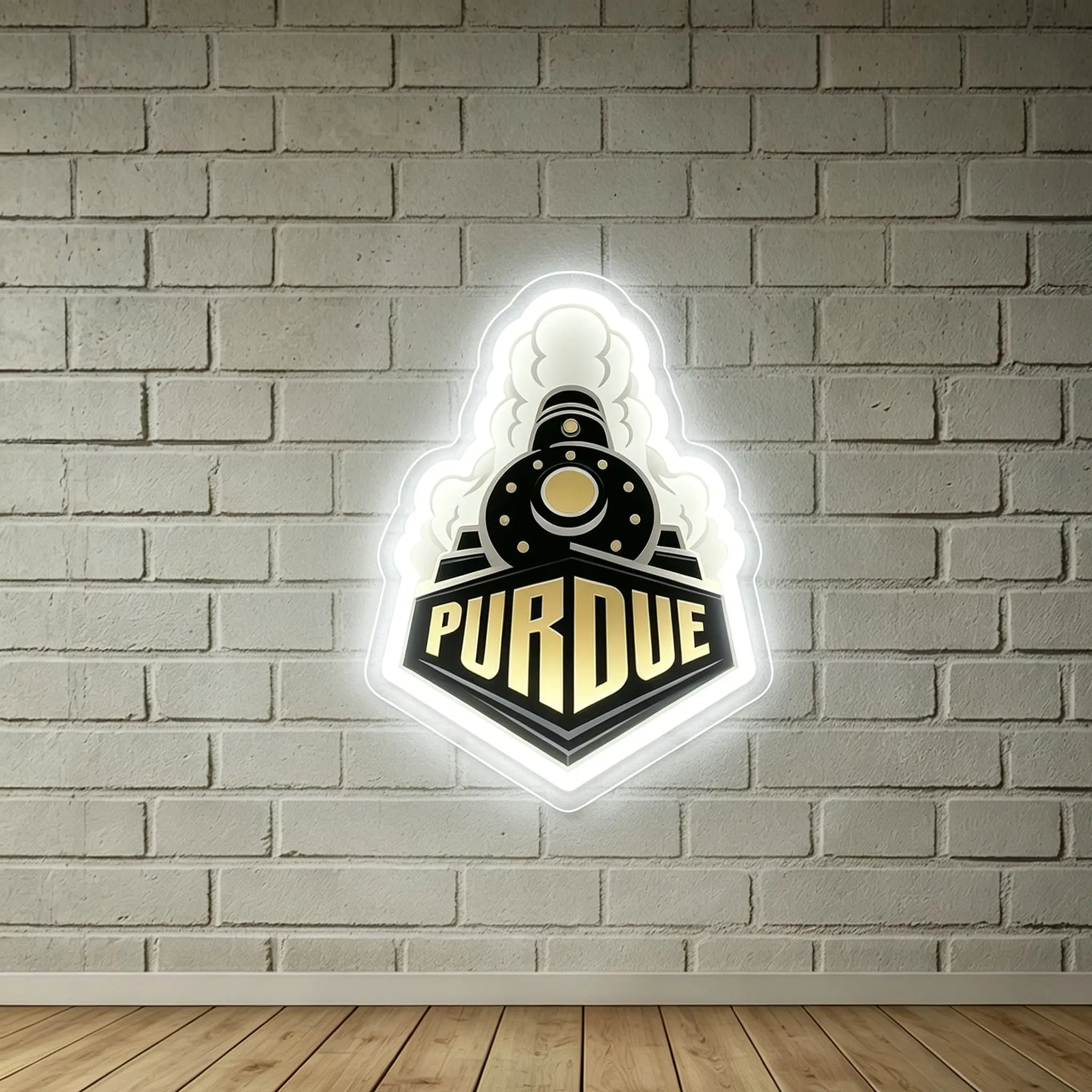 Purdue Train Head LED Colorful White Wall Lamp, Dimmable Wall Lamp, Furniture Lighting Decorative Lamp Illuminated Logo Lights USB Plug Powered Suitable for Home, Shop, Bar, Game Room Ambient Decor Lighting