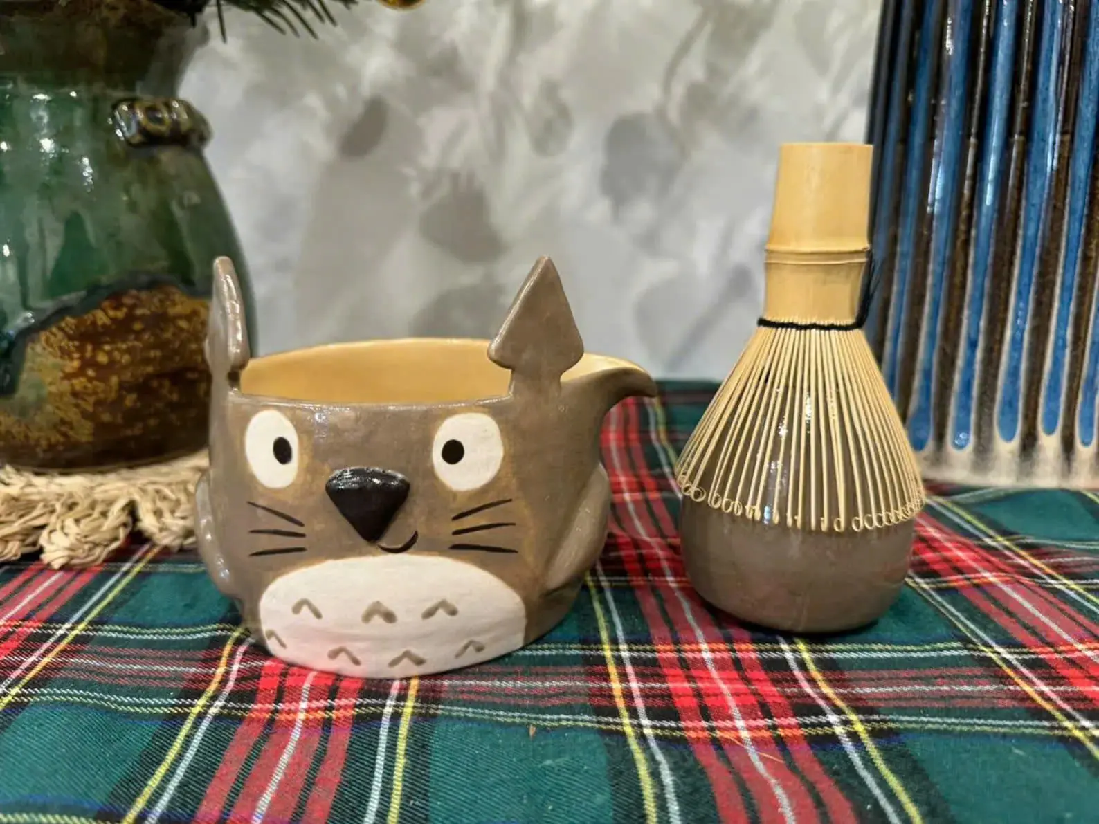 Cute Forest Spirit Handmade Ceramic Matcha Bowl - Totoro Bowl - Anime Character Gift - Tea Decor - Home Decor