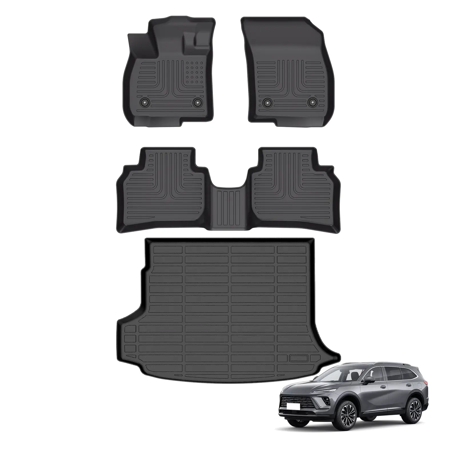 KELCSEECS Buick Envision 2021-2026 Floor Mats & Cargo Liners All-Weather TPE Front & Rear Row & Trunk Mats  Accessories Non-Slip Custom Fit Waterproof Easy Clean Eco-Friendly Safe Durable 3D Laser Scans,TPE carmats