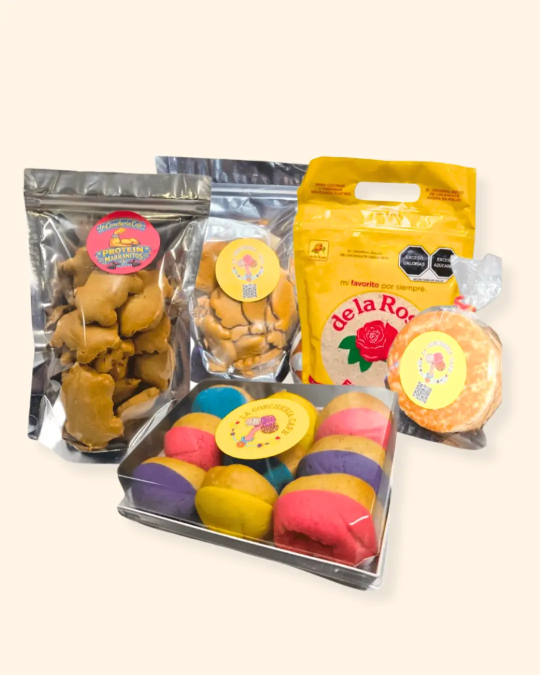 La Concheria Cafe Bundle - 2xMarranitos, Mazapan Bag, Gorditas, and 9-Pack Mini Conchas