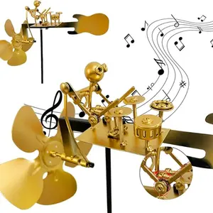 Handmade Metal Drummer Windmill, Rock Art Sculpture, Wind Powered Statue, Garden Yard Lawn Decoration, Unique Drummer Gift