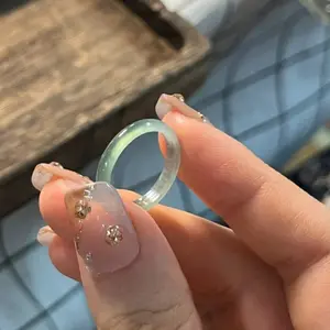 Bohemian Jade Thin Ring, Chinese Style Jewelry, Lucky Feng Shui Energy Ring, Perfect Gift for Women and Girls, Skinny Jade Ring, All Seasons