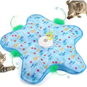Interactive Hide and Seek Cat Toys , Moving Concealed Feathers, Touch Activated Rechargeable Cat Toys for Indoor Cats