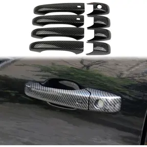 Door Handles Trim Cover for 2011-2021 Dodge Durango Decor Accessories (Black Carbon Fiber)