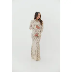 Seraphine Lace Maxi Dress in Cream - Inclusive Sizing & Bump Friendly (Size Up for Bump)