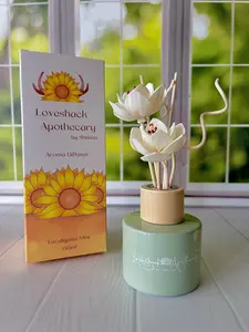 Eucalyptus & Mint Flower Reed Diffuser – Aromatherapy Home Scent Candle Fragrance Room Coconut