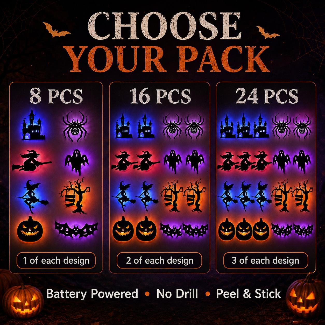 Halloween LED silhouette wall light stickers