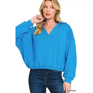 Zenana French Terry Collared Exposed Seam Sweatshirt