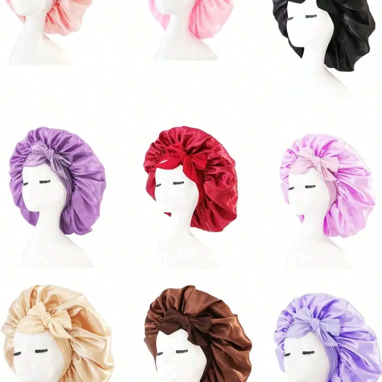 Pure Color Bow Polyester Fiber Bonnet, Bathing Sleeping All Seasons, Single Piece Pure Color Butterfly Knot Design Hair Care Cap, Hair Bonnets, Haircare Bonnet