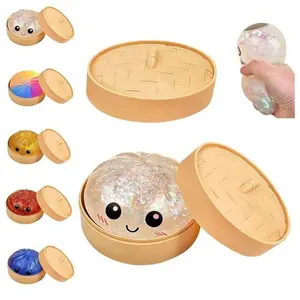 Dumpling Squeeze Toy, Soft Non-Stick Squishy Ball, Stress Relief Fidget Sensory Toy, Realistic Fake Food Stress Balls for Adults Kids