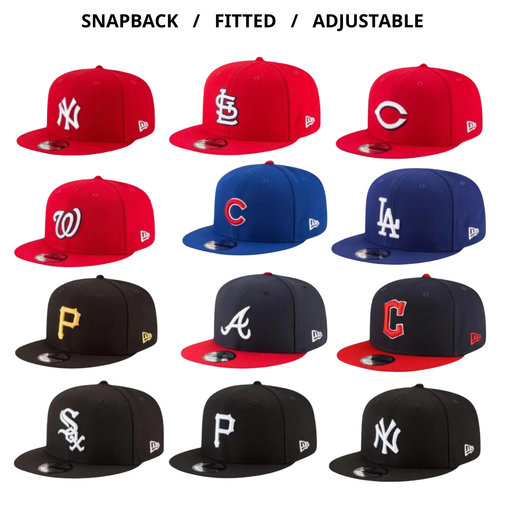 New Era MLB Flat Brim Baseball Hat – LA Dodgers, NY Yankees, White Sox, Cardinals, Nationals, Pirates, Braves, Guardians, Adjustable Snapback Cap for Men Women, Premium Team Logo Embroidery, Casual Sports Lifestyle, Trending TikTok USA 2026 Collection