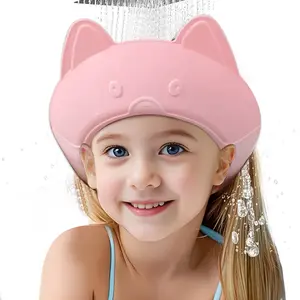 1PC newborn shower hair cap with silicone waterproof brim and adjustable head circumference to prevent water from entering the eyes and ears