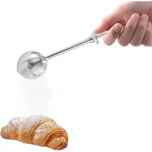 Flour Sifter for Sourdough Bread - Bread Flour Shaker Duster,  Handed Operation Flours Duster for Breads Baking, 304 Stainless Steel, Spring Handle Bakers Dusting Wand for Flours