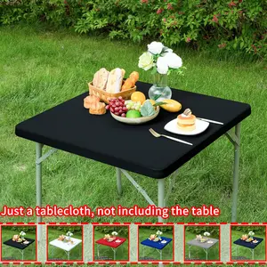 1pc Square Half-Enclosed Table Cover, Polyester Stretch Fit Washable, Ideal for Indoor Outdoor Garden Picnic Camping Party Birthday