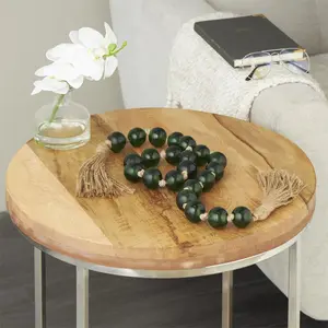 Forest Green Glass Bead Garland with Jute Tassel