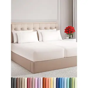 Split King 7 Sheet -,  Cooling - for Women, Men,  Teens - 1 Flat  2  4 Pillowcases/ Deep Pockets - Wrinkle Free - Antique White