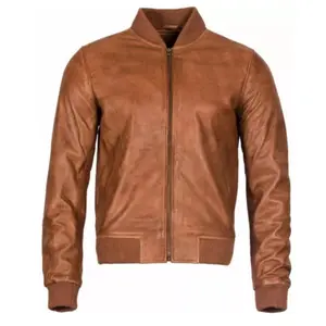 Men's Tan Arcane Leather Bomber Jacket