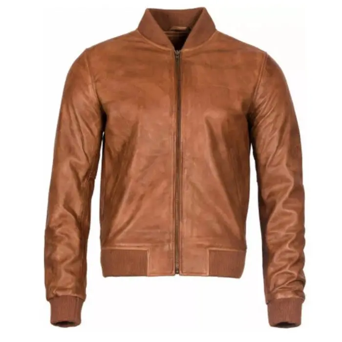 Men's Tan Arcane Leather Bomber Jacket