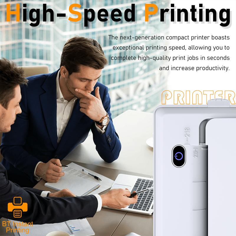 Portable A4 Thermal Printer Wireless Connectivity Rechargeable for A4 A5 A6 Size Paper & Label Paper Ideal for Work Travel Home