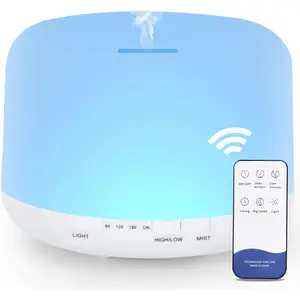 500ML Essential Oil Diffuser with Remote Control, BPA Free Ultrasonic Aromatherapy Diffuser,Cool Mist Humidifier with 7-Color Lights - Waterless Auto Shut Off