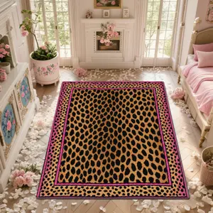 Leopard Print Floor Mat, Non-slip Soft Floor Carpet, Decorative Area Rug for Home Living Room Bedroom, Vanity Decor Accessories, Animal Print Rug