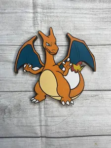 Charizard Glossy Solid Wood Sign Wall Art, Artistic Adventure Room Decoration for Home Decor