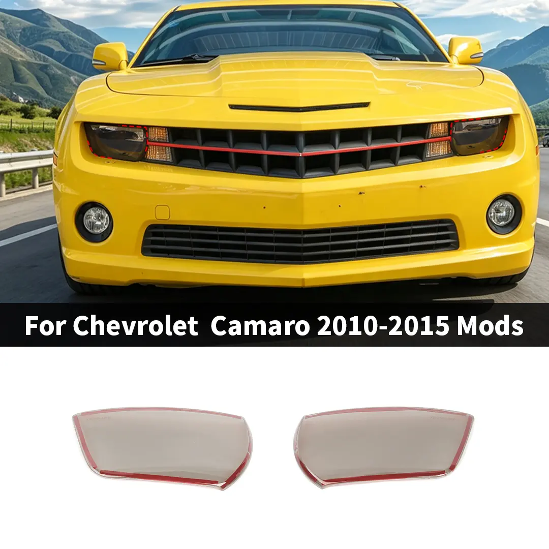 CheroCar Smoked Black Headlight & Headlamp Trim Cover Decors, ABS Laser-Cut UV-Resistant Durable DIY Easy-Install Wraps for Chevy Camaro 2010-2015 Automotive Parts