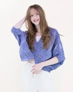 Coral Stone Crochet Tie Dye Batwing Cardigan – Women’s Lightweight Boho Open Knit Layer (One Size)
