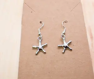 Women's Silver Starfish Dangle Earrings, Fashion Costume Jewelry Accessories for Daily Wear