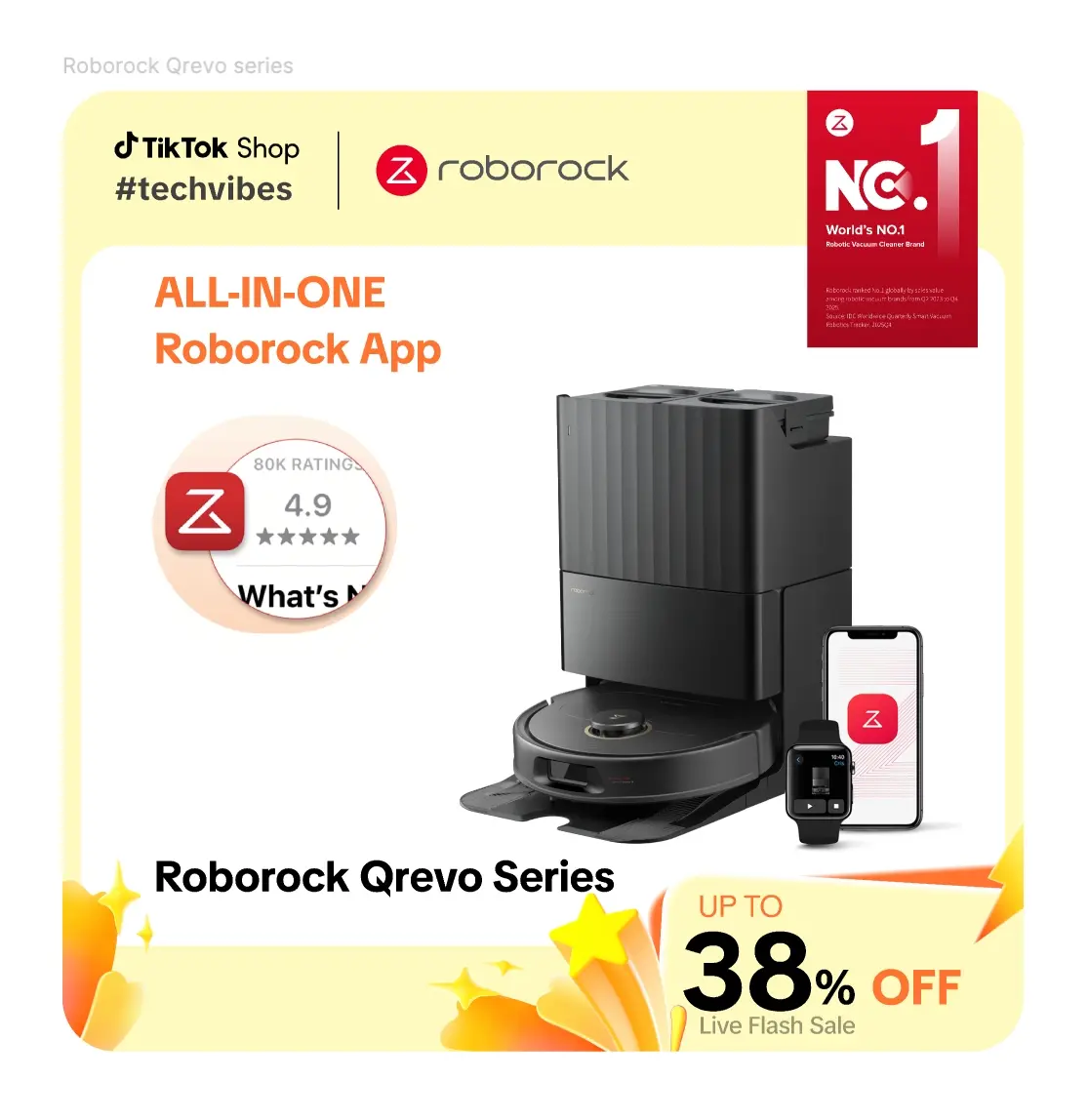[live] Roborock Qrevo Series Robot Vacuum and Mop - Strong Suction Power, 10mm Lifting, Dual Liftable Spinning Mops, Cordless, Self-Drying, Auto-Wash, Self-Emptying & Refilling, Smart Obstacle Avoidance, App Control, Auto-Enabled #TechVibes
