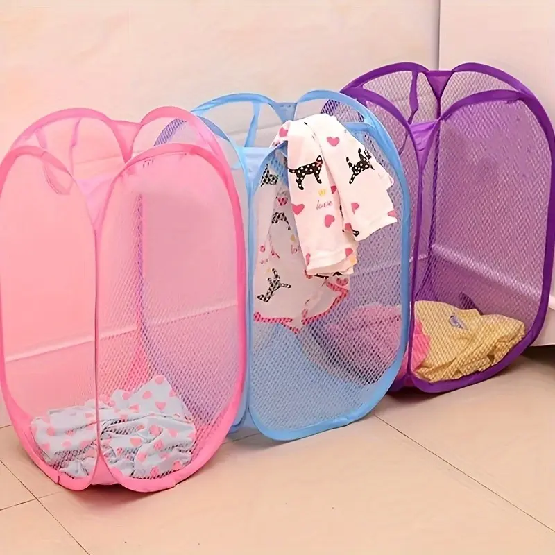 Foldable mesh laundry basket, dirty clothes storage basket, miscellaneous blue storage basket, clothing storage and storage box