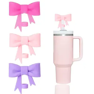 Bow-shaped Straw Lid Cover, Reusable Cute Silicone Straw Tip Cover Protector, Drinkware Accessories for 30 & 40oz Tumbler Cups, Bottles, Drink Protectors