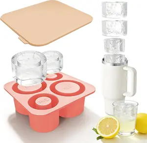 Silicone Ice Cube Tray for 20/30/40oz Stanley Cup Accessories, 4-Ring Hollow Cylinder Ice Cube Mold for 14-40 oz Tumbler, Whiskey, Cocktails, Drinks