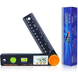 Digital Angle Finder Tool 5 inch Pocket Protractor 0-360  LED Digital Protractor with Horizontal Bubble Levels and Ruler Meter Accurate Tool for Carpenters,Woodworkers,Fabricators(5 inch)