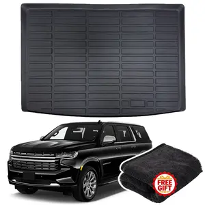 Canvcle Cargo Liner for 2021-2026 Chevy Chevrolet Suburban All Weather Trunk Mat Behind 3rd Row Seats Black TPE Material Non-Slip Spill-Blocking Easy to Clean Truck Accessories