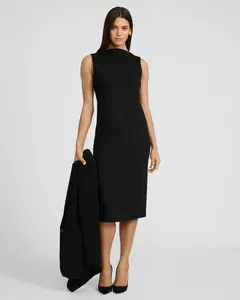 Express Signature Ponte Crew Neck Sleeveless Midi Sheath Dress