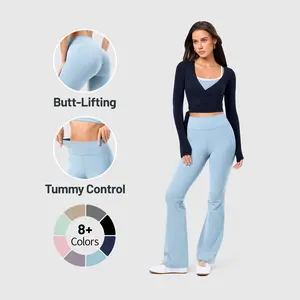 Inno Mint Butt Lifting High-Waist Tummy Control Shaping Flared Leggings 81% Nylon 19% Spandex For Women For Workout, Yoga or Casual Wear Basic Minimalist Bottom 5+ Colors  Athletics Pants Athletic Stretchable Smooth
