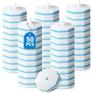 50PC Toilet Wand Refills,Toilet Bowl Cleaners,Toilet Cleaner Brush,Toilet Scrubber,Cleaning Supplies,Replacement Heads for Bathroom Washroom Cleaning Pads, Disposable Toilet Brush Refills Compatible with Household Brushes Scrubbers Cleaning Refill Pack