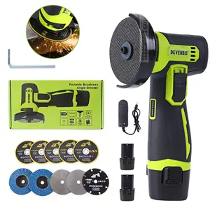 Devenbo Power Tools 12V cordless mini brushless angle grinder kit with 10 cutting blades 2 12V batteries 19500 RPM/min cutting grinding polishing electric heavy duty christmas gift Power Tools Ratchet Wrench Set Drill Hammer Impact Light and High-Power