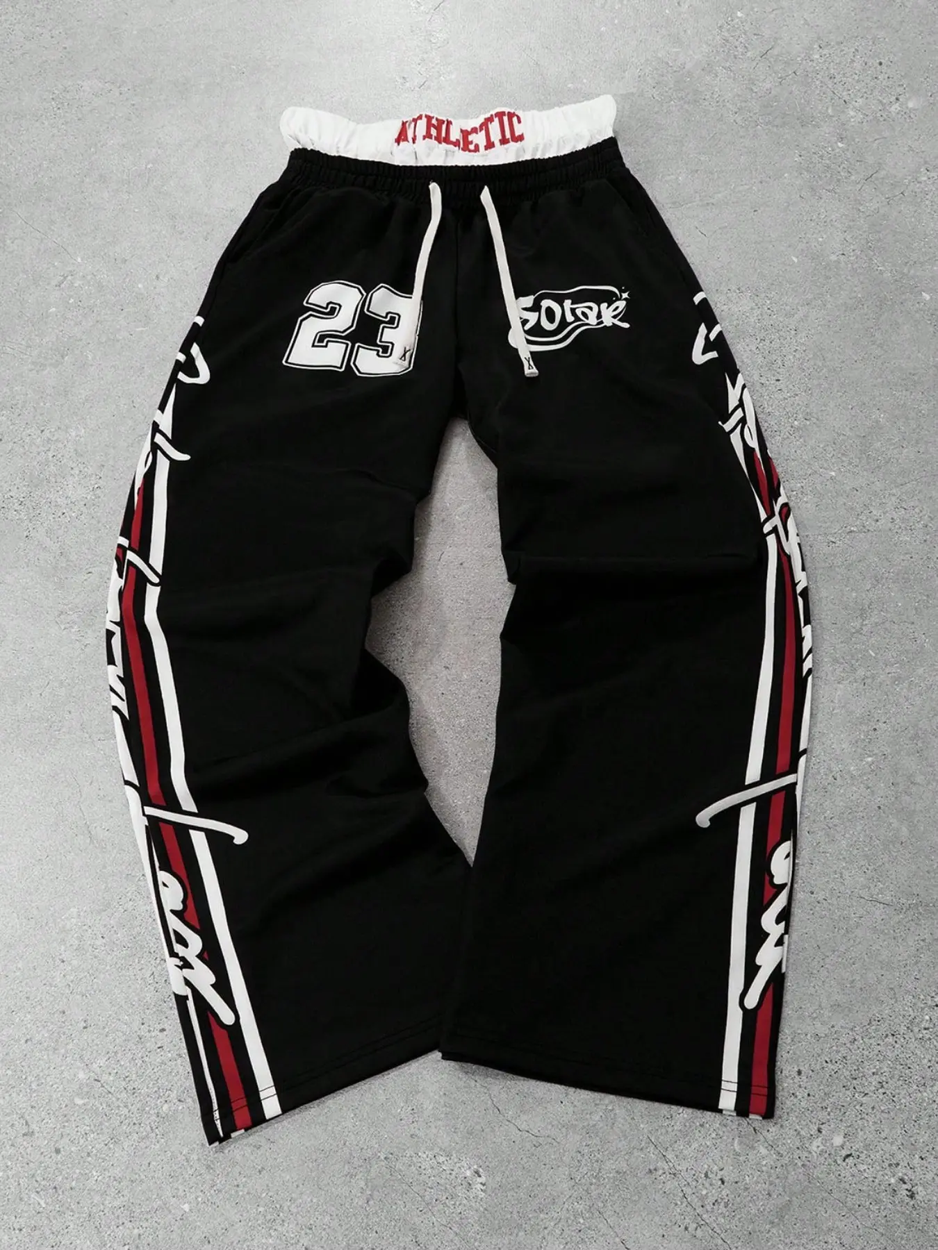 Unisex Summer Basketball Long Pants, Side Stripe Graffiti Print Wide Leg Sweatpants, Ideal for Fitness, Basketball, Streetwear, Daily Wear