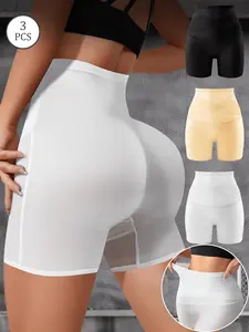 3PCS women’s high-waisted shapewear shorts set — soft, stretchy, breathable tummy control boyshort underwear; butt-lifting, anti-chafing safety shorts for everyday wear, gym, yoga, dresses, and lounge