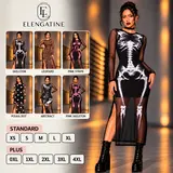 ELENGATINE Women's Polyester Stretchy Skeleton Print Mid-Length Crew Neck Bodycon Dress - Sheer Mesh Overlay, Long/Sleeveless, Trending Clothes, Going Out Outfit, Concert Wear, Female Stylish Clothes, Halloween Dresses for Women, Multi-Color/Pattern,sohoc
