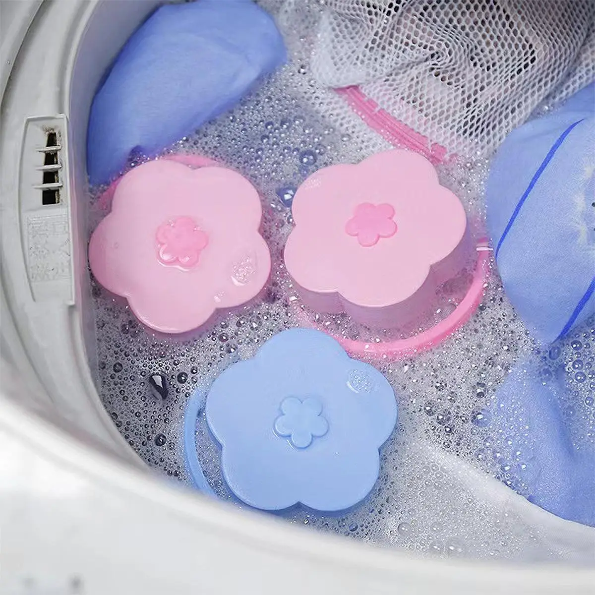Random Color Washing Machine Hair Catcher, 1/3counts Flower Shaped Hair Filter Bag, Household Laundry Products Lint Collector for Washing Machine