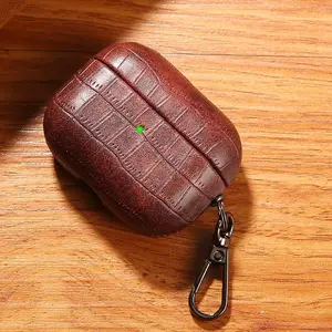 Classic Crocodile Texture Leather Case for AirPods Pro 2 Protective Sleeve for AirPods 4 3 2 1 Earphone Cover with Metal Buckle