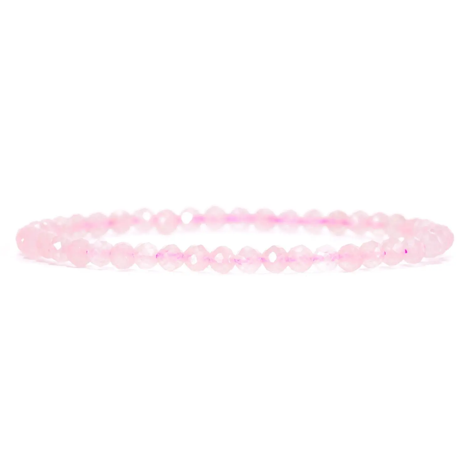 Angelstones Natural Rose Quartz Gemstone Stretch Bracelet, 4mm Faceted Round Beads, Crystal Healing for Women