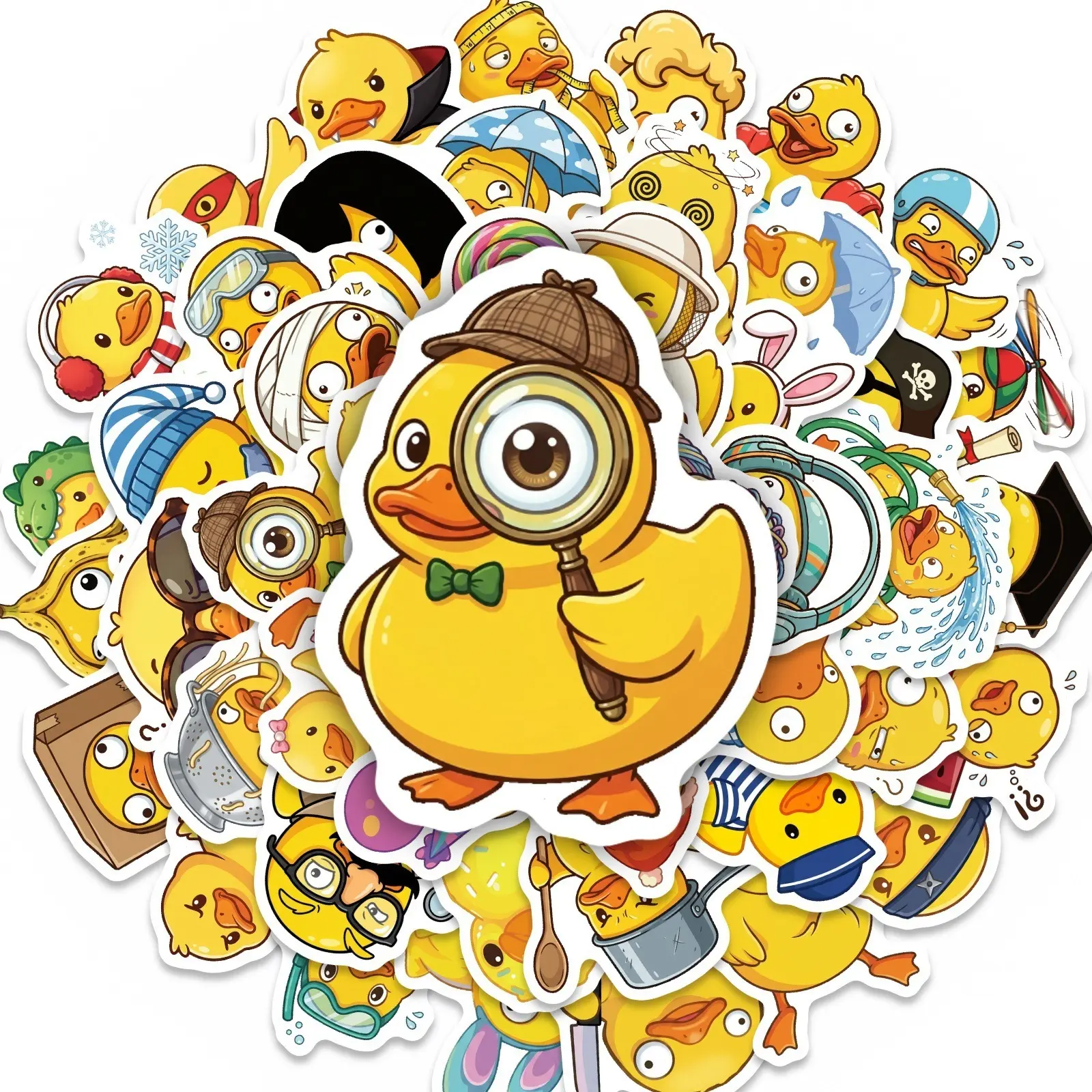 50pcs of Adorable and Quirky Rubber Duck Stickers, Decorative Decal, Suitable for Scrapbooks, Diaries, Laptops, Water Bottles, Cars, Car Decal, and Other Items. A Gift with A Positive Message and Based on A Belief-based Design.